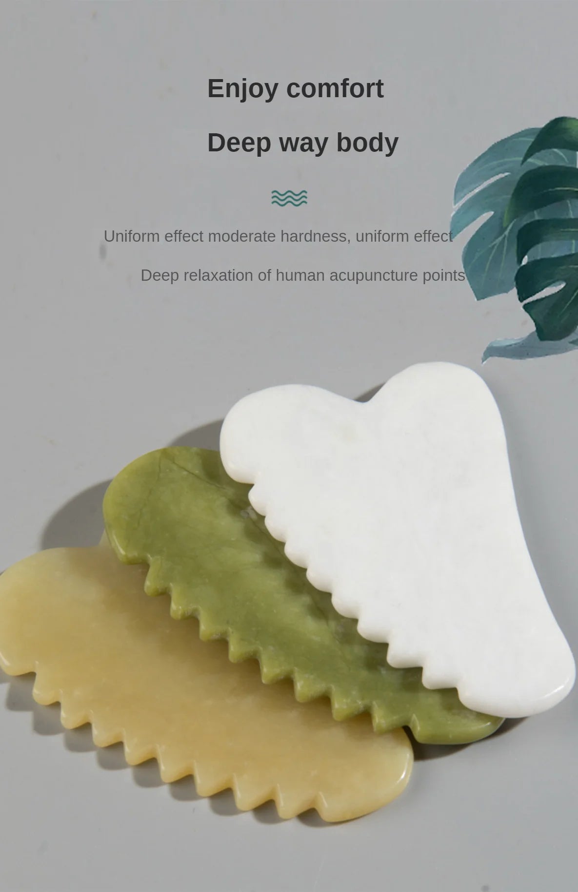 Jade Stone Gouache Scraper Sawtooth Gua Sha Massage Tools For Body Meridian Scraping Face Lifting Slimming Skin Detox Beauty SPA