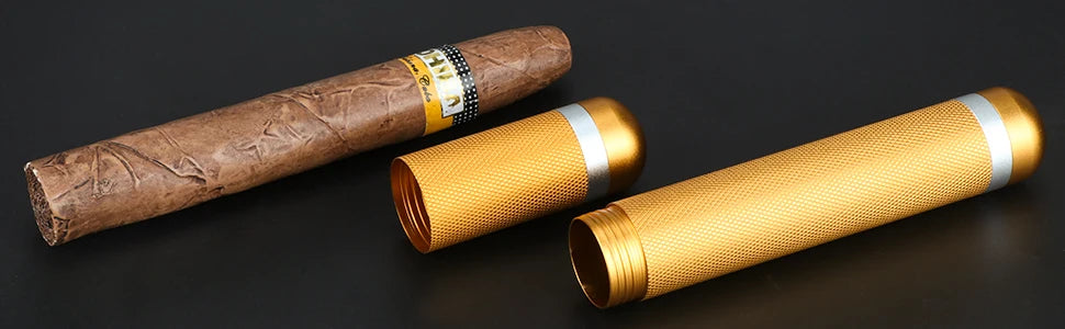 Scotte Aluminum Humidor Cigar Tube Storage, Moisture-Proof Cigar Case, Smoking Accessories