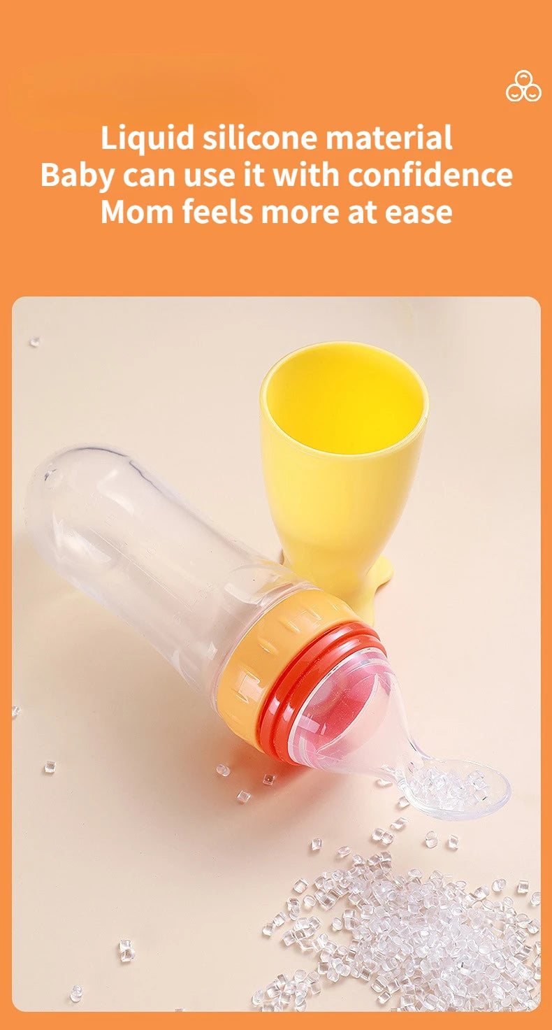 Silicone Squeezing Feeding Bottle Newborn Baby rice cereal Training Rice Spoon Infant Cerea Food Supplement Feeder Portabl 90ml