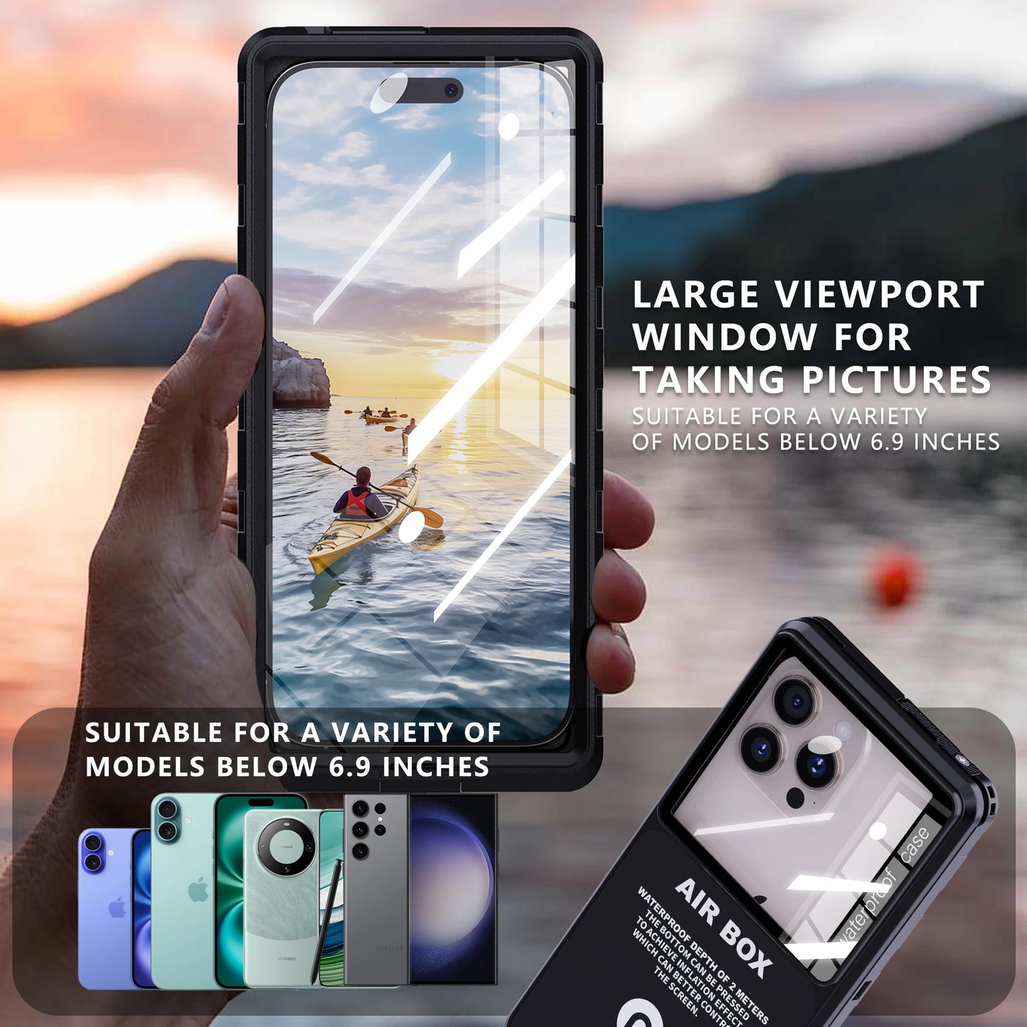Waterproof Phone Case for 6.9' Devices Transparent Universal Touch Screen Underwater Dust And Drop Protection IP68 New