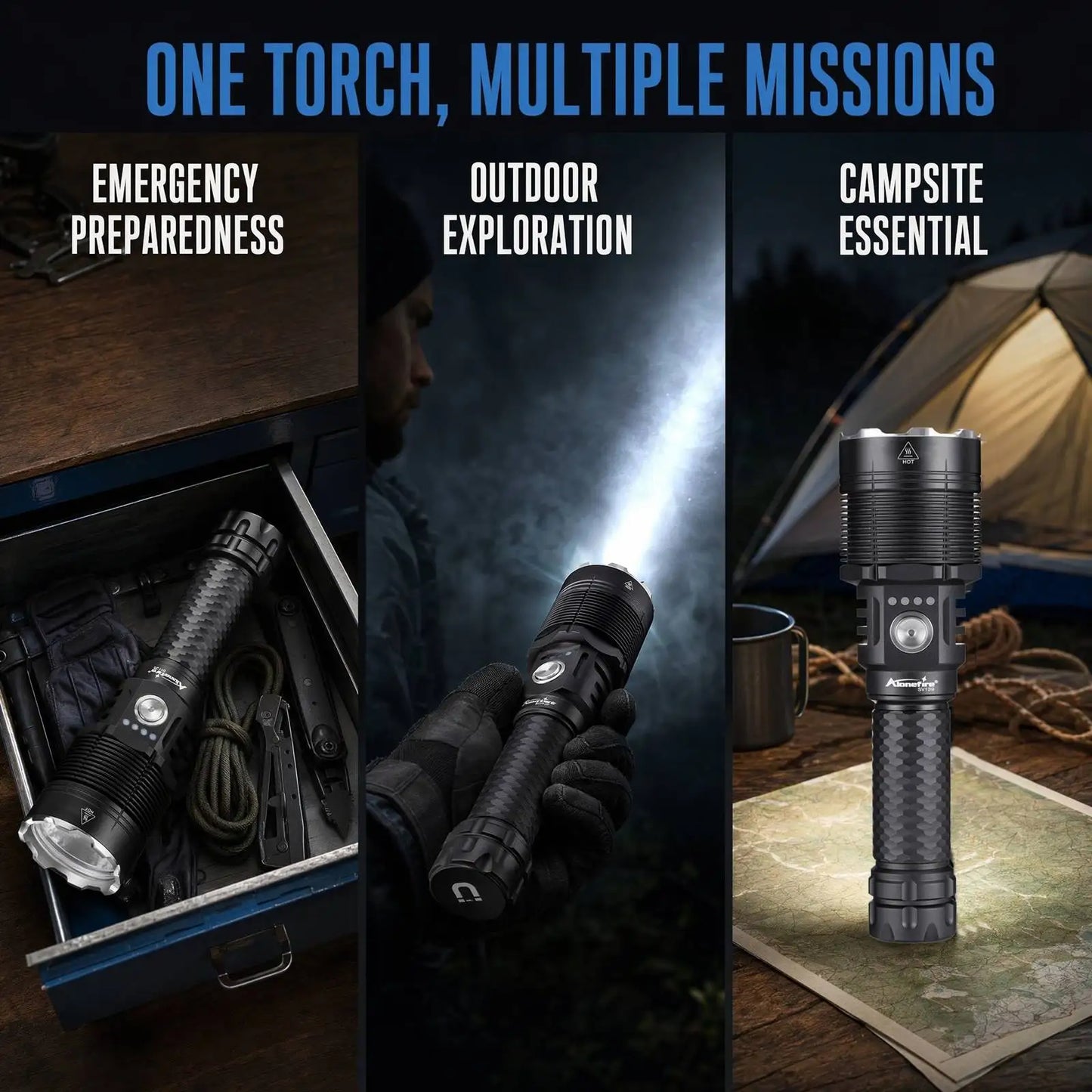60W High Power Rechargeable LED Flashlight