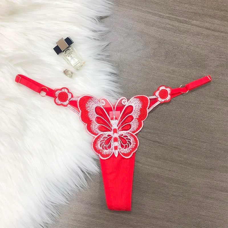 Customized Letters Butterfly Women G String Underwear Thongs Ladies Lace Briefs Transparent