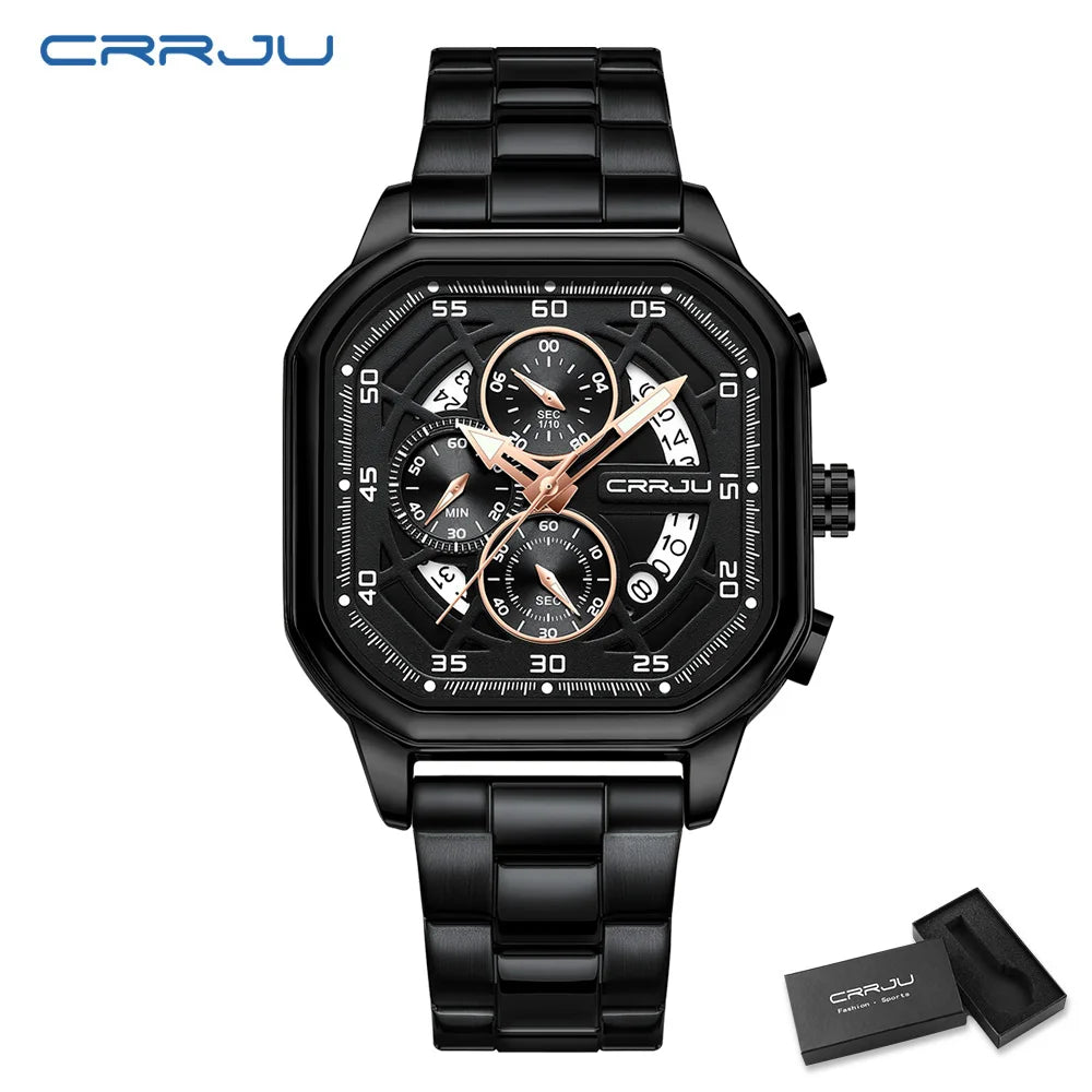 Men Watch Stainless Steel Chronograph Watches for Men Luxury Waterproof Date Analog Quartz Business Clock