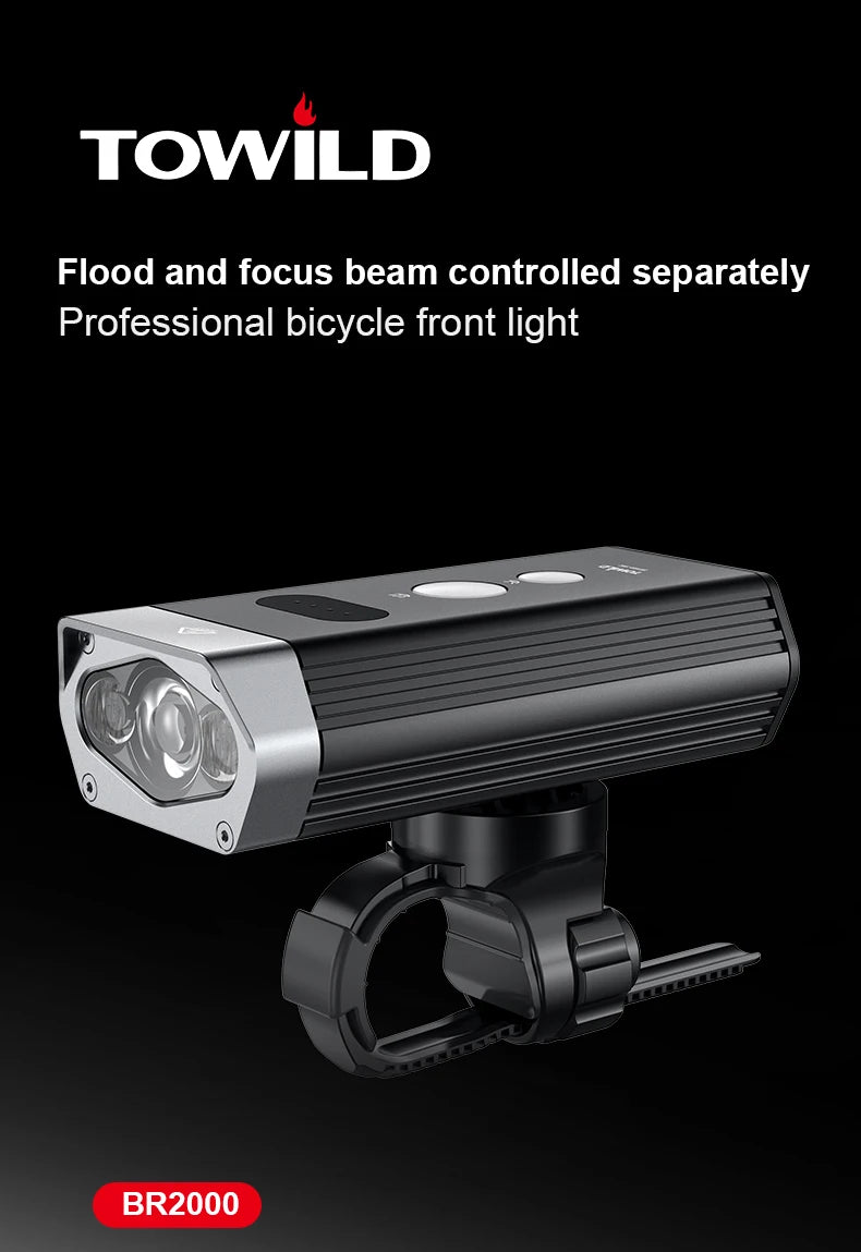 BR1200/2000 Professional Bicycle Light Power Bank Waterproof USB Rechargeable Light Flashlight accessories