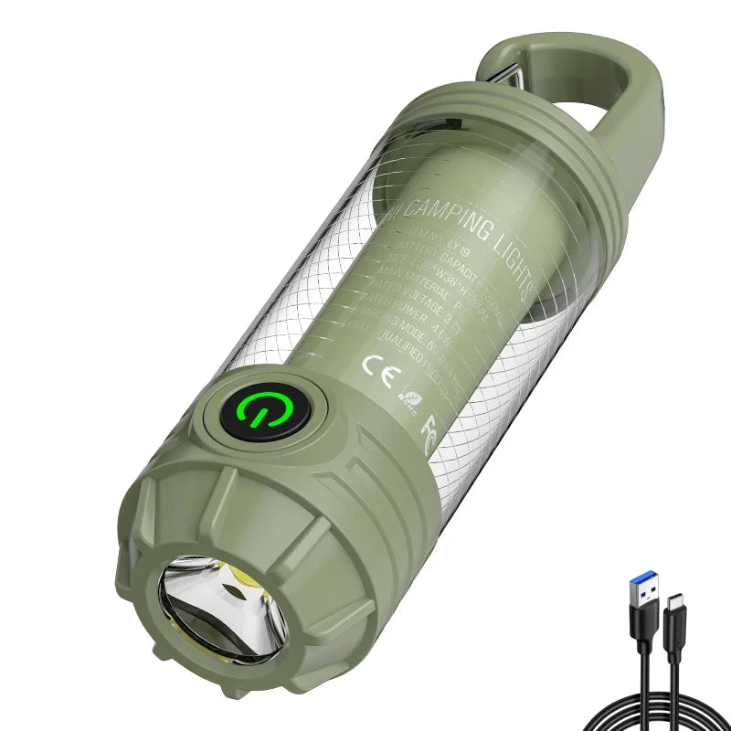 Rechargeable LED Camping Light Hanging Flashlight with 3 Light Modes SOS Emergency Portable Lantern