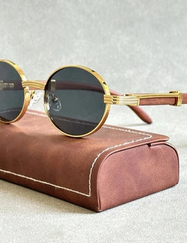 Oval Sunglasses Trendy Designer Wooden Sunglasses Men Luxury Fashion Glasses Vintage