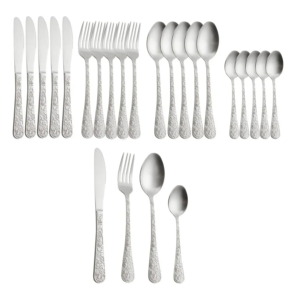 24pcs Golden Spoon Knife Fork Set Luxury Stainless Steel Tableware Set High-end Retro Complete Cutlery for 6 People Home Decor