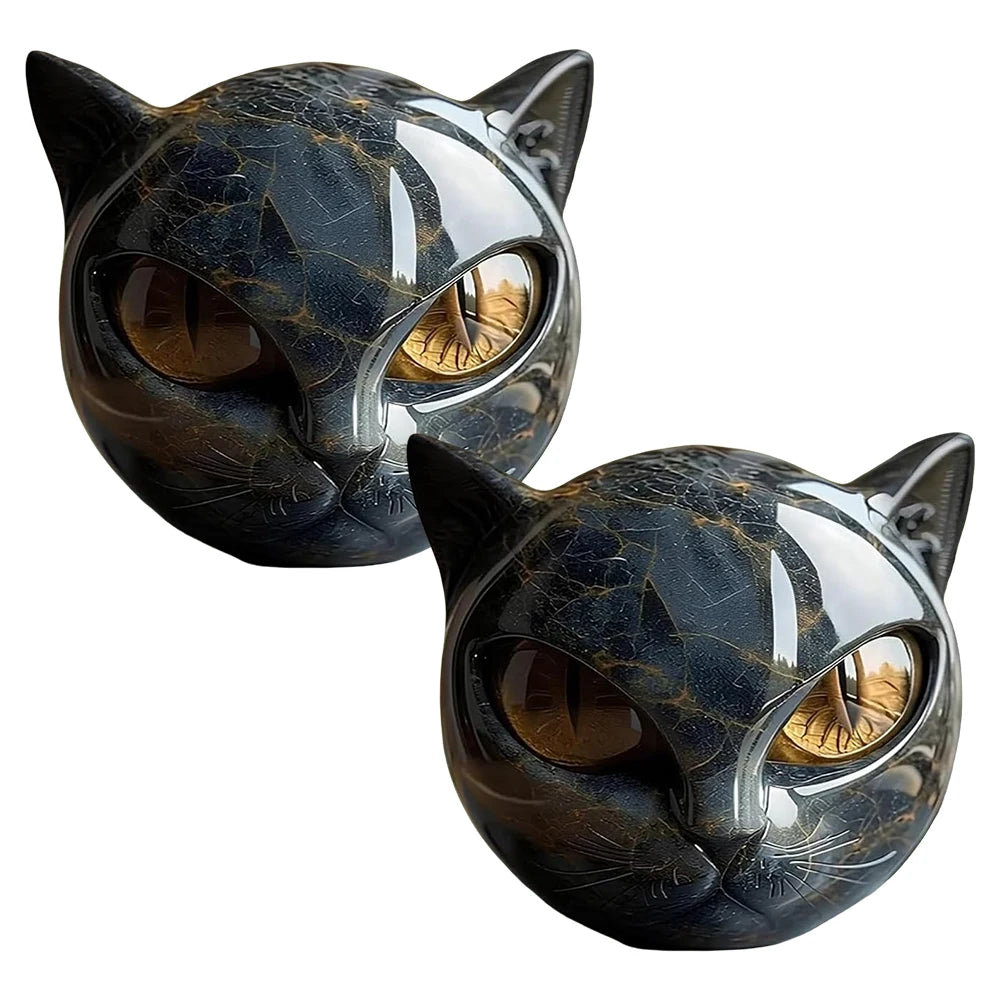 Black Cat Figurine Resin Cat Head Healing Stone Marble Texture Cat Stone Resin Cat Sculpture Ornament Cat Sculpture Craft Decor