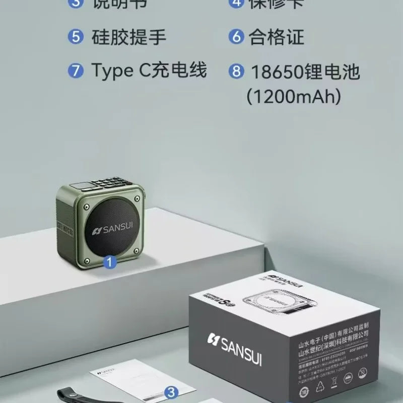 SANSUI U3 Portable Bluetooth Speaker with Deep Bass Supports TF Card USB FM AUX Hands Free Call for Outdoor Indoor Party