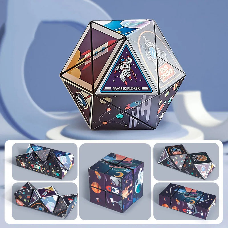 Extraordinary 3D Magic Cube Puzzle Fidget Toys Variety Geometric Shape Changeable Decompression Hand Flip Puzzle Cube