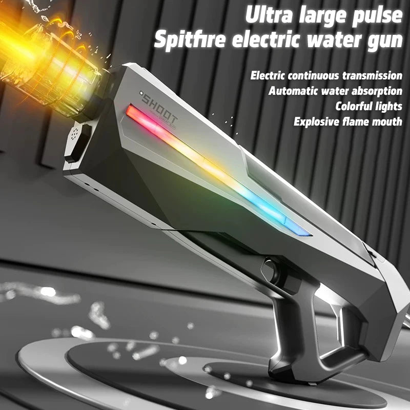 LED Fully Automatic Fire Effect Electric Water Gun Rechargeable Long Range Water Blaster