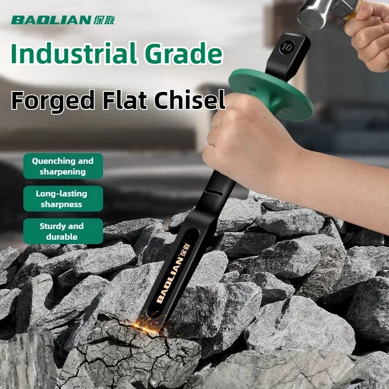 6/8/10/12 Inch Chrome Vanadium Steel Stone Flat Chisel With Hand Guard Construction Cement Masonry Concrete Engraving Cut Tool