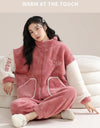 Women’s Christmas Fleece Pajama Set – Warm Flannel Zipper Sleepwear, Thick Coral Velvet