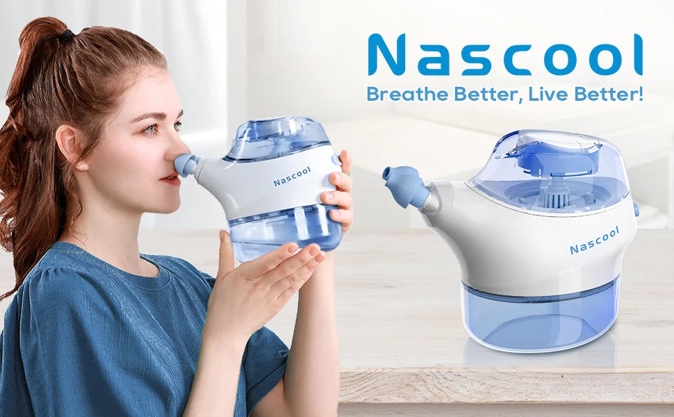 Electric Nasal Irrigation System with 50 SaltPods Suction Irrigator Nose Washer Sinus Rinse All-Round Deep Cleaner Machine