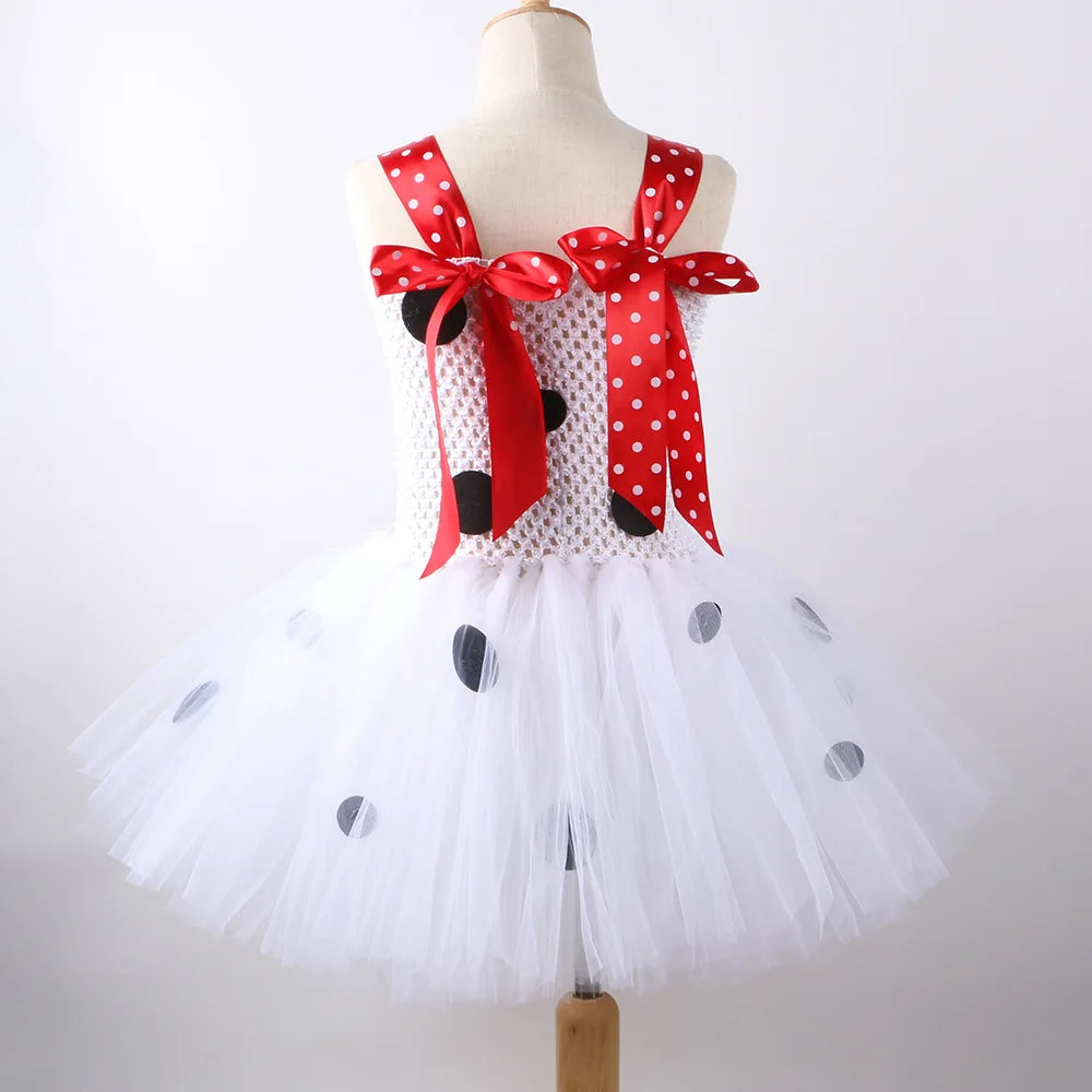 Girls Halloween Cruella Cosplay Costumes Girls Party Tutu Dress Black And White Tulle Frocks Kids Evil Role Playing Outfits