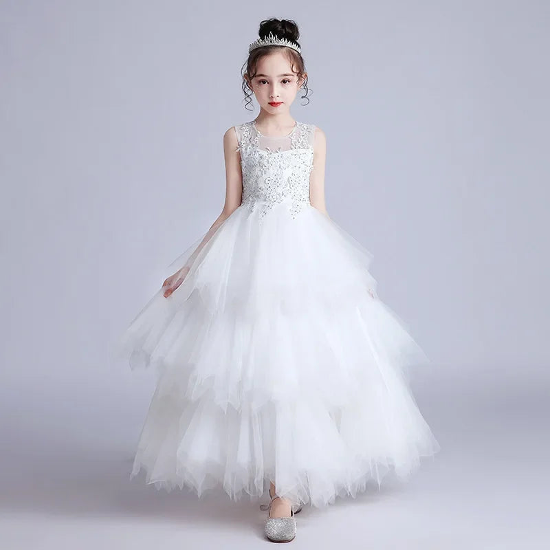 Summer New Girls Party Dresses for Evening Long Puffy Princess Dress Big Child Wedding Dress