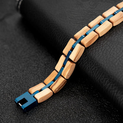 Bracelet Metal Stainless Steel Wood Strap Jewelry