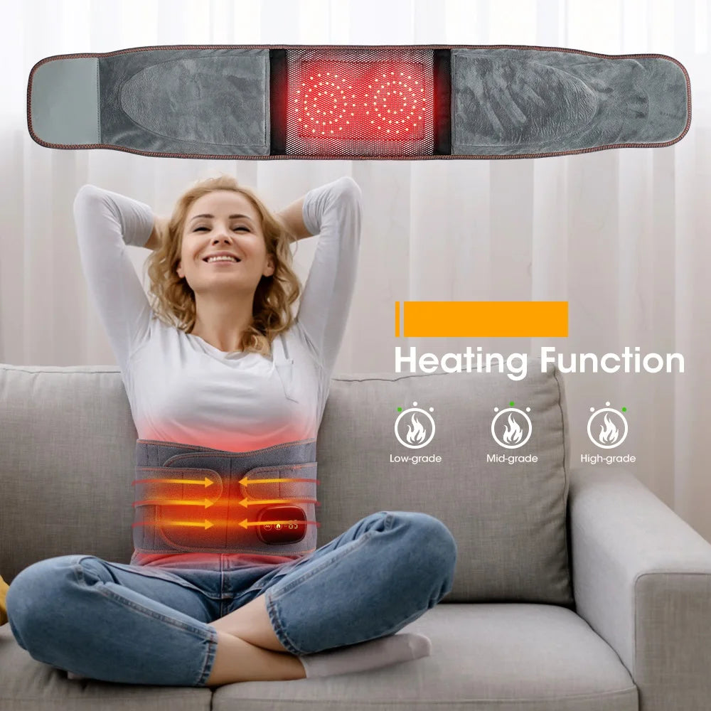 Multifunctional Heating Waist Massager Rechargeable Heated Massage Belt Hot Compress Vibration Heating Massage Waist Belt