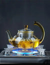 Heat Resistant Clear Glass Tea Pot with Infuser 300ml 600ml Color Warped Handle Glass Teapot Flower Puer Tea Infuser Pot Tea Set