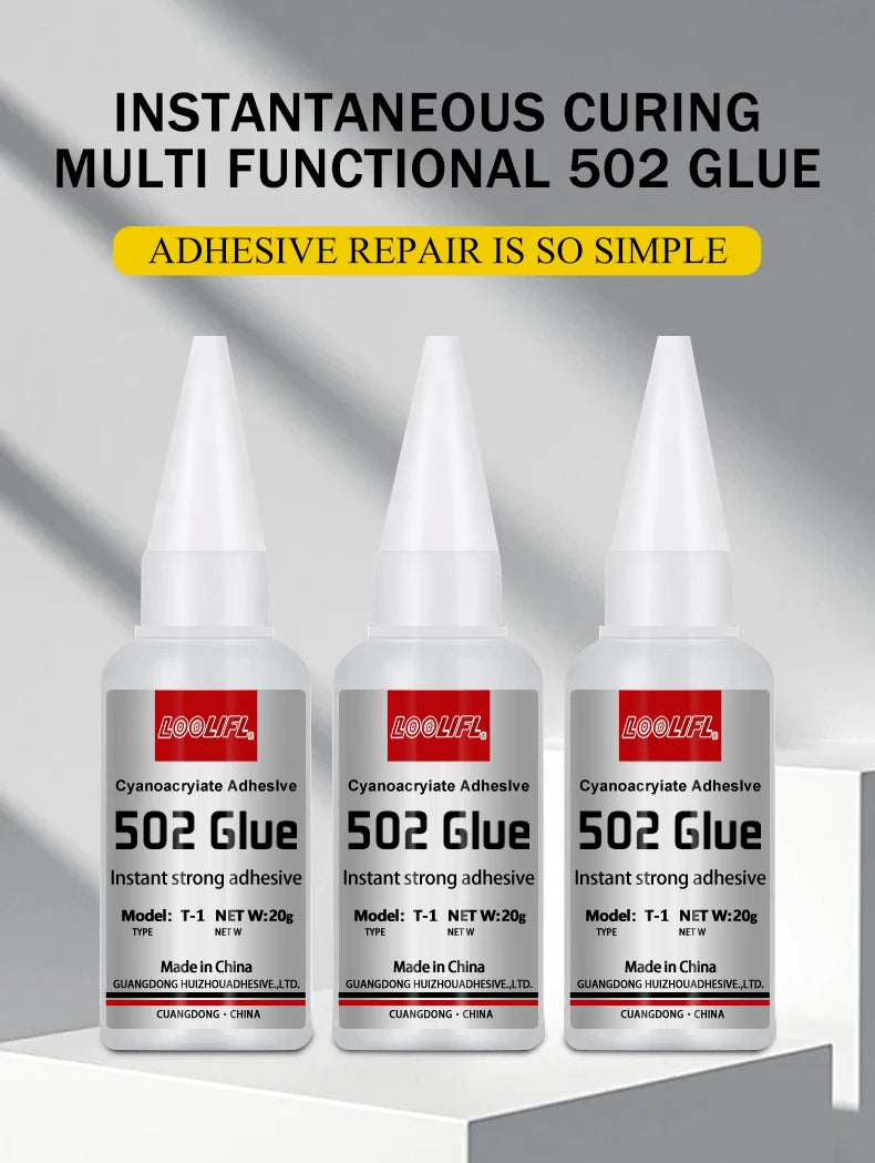 1-5pcs 502 Super Glue, Instant Glue, Quick Drying Cyanoacrylate Glue, Leather, Rubber, Wood, Metal, Glass, Strong Bonding, Liquid Glue Tool, 20ml, Long Lasting Sticky, No Turning White