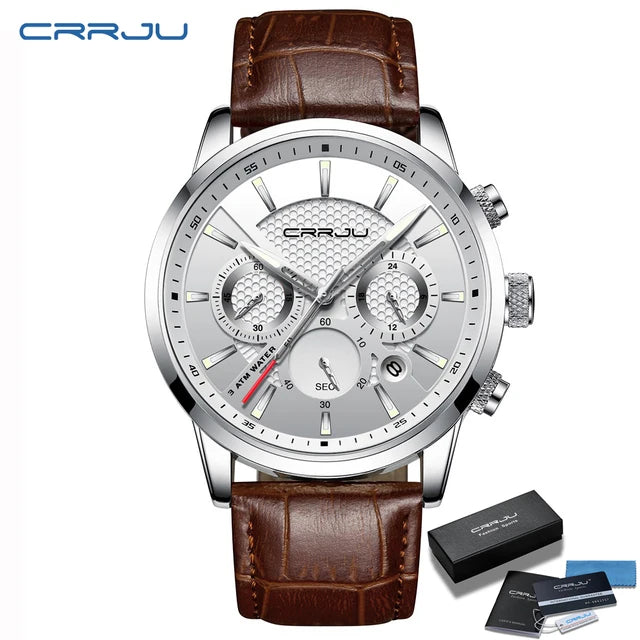 Man Watch Luxury Leather Wrist Watch Casual Chronograph Quartz Waterproof  Hot Sale Wristwatch
