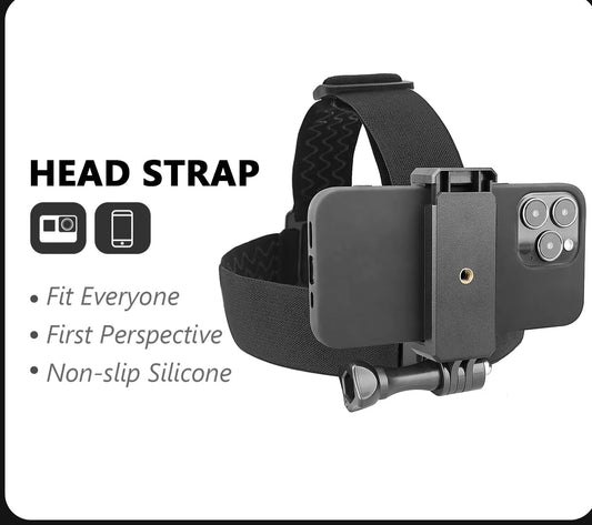 Head Strap Adjustable Universal Mobile Phone Clip Fix Mount for Gopro Hero 10 9 8 7 6 5 for iPhone Xiaomi Samsung Huawei