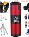 100/120cm Unfilled Heavy Punching Bag Professional Boxing Sandbag with Hanging Accessorie for MMA Muay Thai Kickboxing Taekwondo