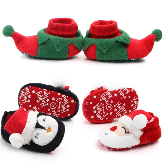 Shoes for Winter Christmas Shoes Cute Santa for Boys and Girls 11CM/12CM/13CM 0-12 Months Warm Lining Inside Soft