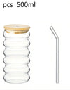 1/2pcs Beverage Glasses With Straws Glass Cups clear Ripple Drinking Glasses for Juice Beer Wine Champagne Cocktail 350/500ml