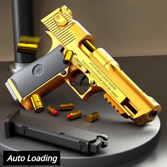 Mechanical Automatic Desert Eagle Toy Gun Shell Ejection Airsoft Pistol Continuous Firing Soft Bullet Toy