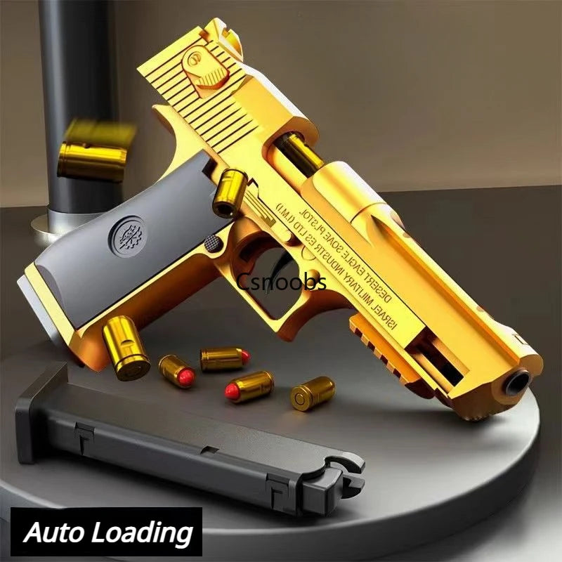 Automatic Desert Eagle Toy Gun Mechanical Continuous Firing Shell Ejection Airsoft Pistol Soft Bullet Toy