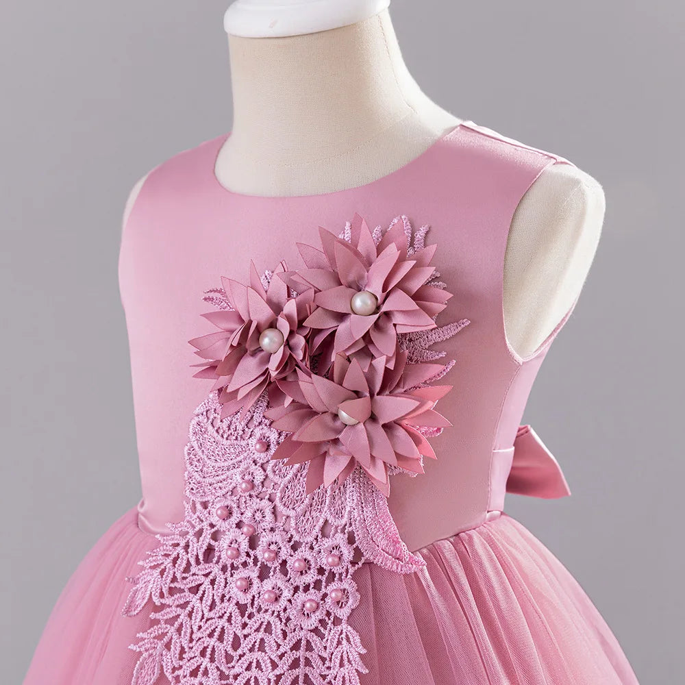 Girls Princess Ball Gown Fluffy Tulle Party Dress for Flower Girl/Birthday/Pageant  Sleeveless for Wedding Dress