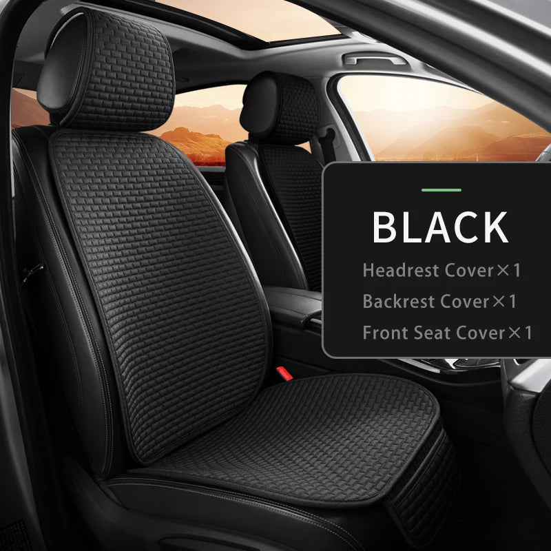 Karcle Car Seat Cover Full Set Front Rear Linen Car Cushion Breathable Universal Seat Pad Auto Protector Mat Interior Accessory