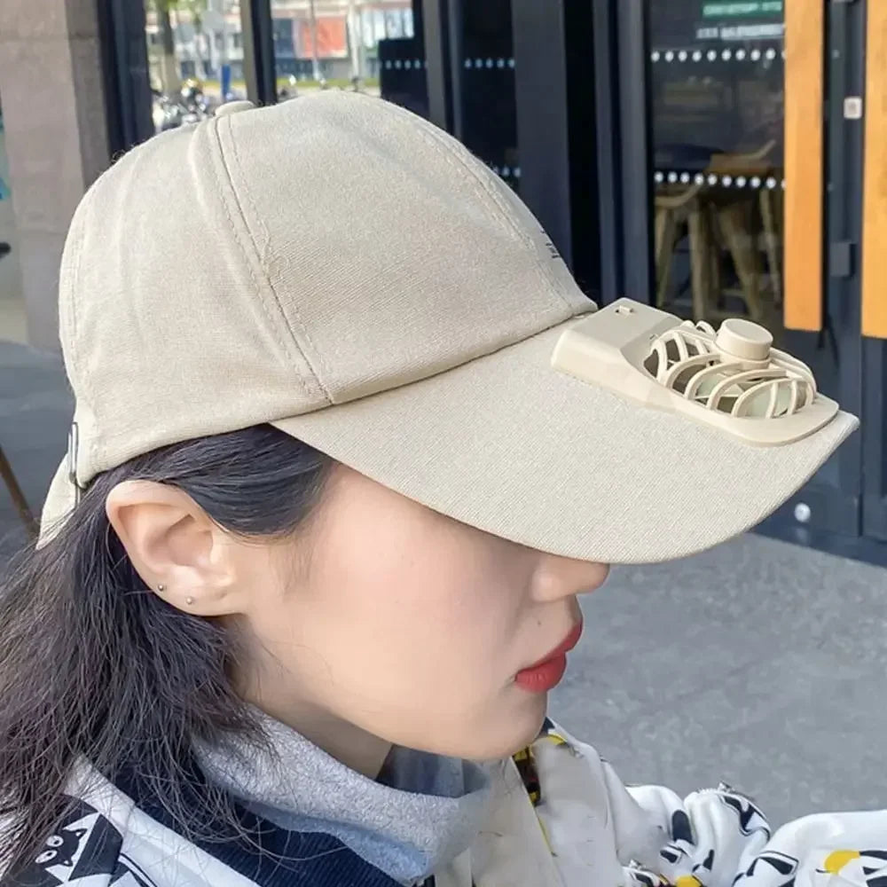 Solar Fan Sun Hat With Dual Fans And USB Charging