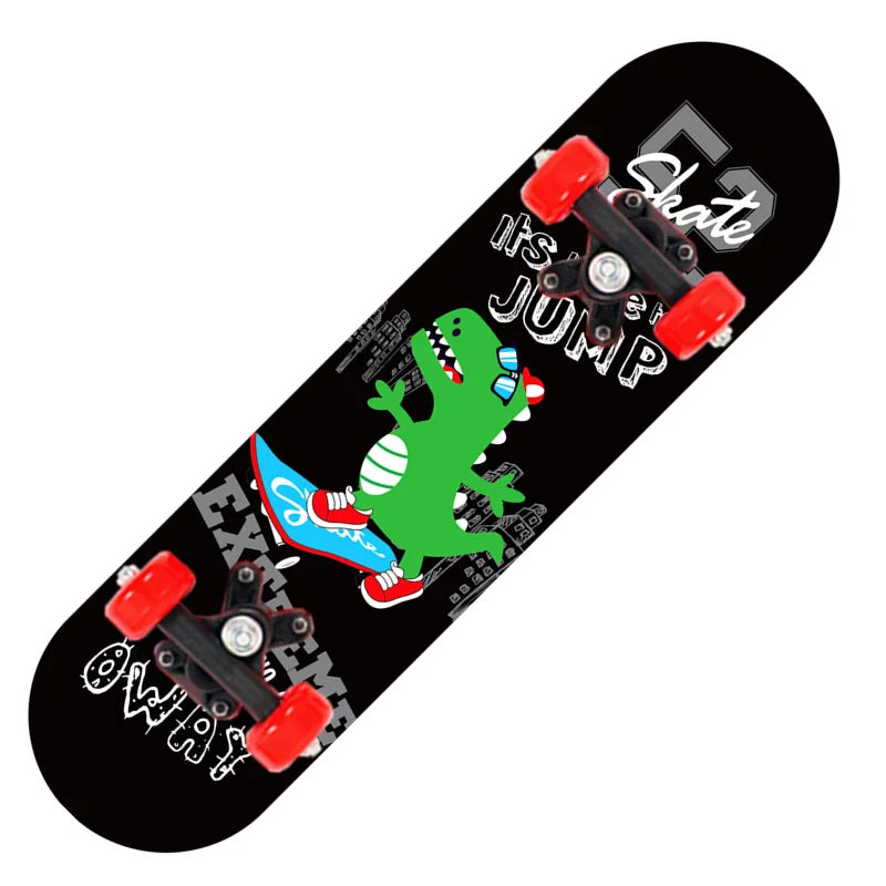 Cartoon Four-wheel Skateboard  Beginner Skateboards Maple Wood Deck Skate Board Outdoor Double Rocker Skateboard