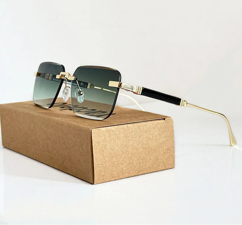 Rimless Square Sunglasses With UV400 Protection