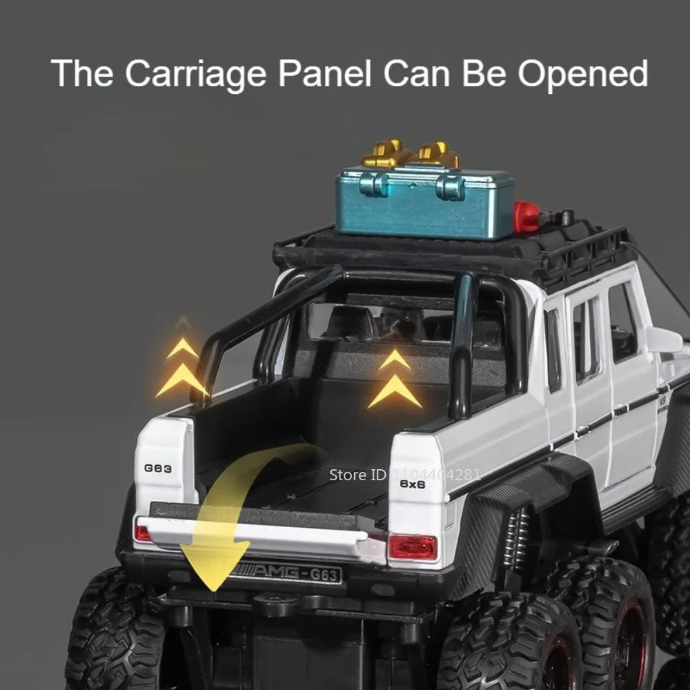 1:24 G63 G550 Diecast Alloy Miniature Model Toys Cars Sound Light Pull Back Doors Opened Off-road Vehicles Boys Birthday Present