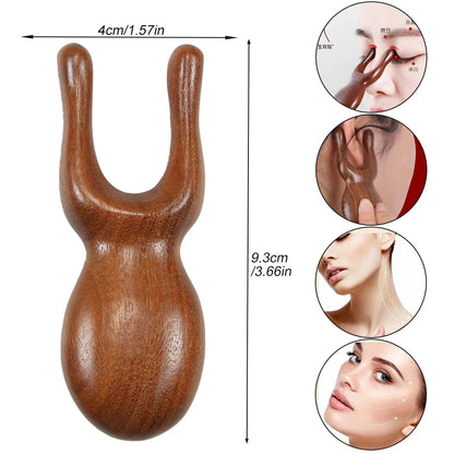 Eyes Facial Wood Gua Sha Tool, Natural Sandalwood Wooden Nose Guasha Massage Tools, Multifunctional Face Manual Massager Tools