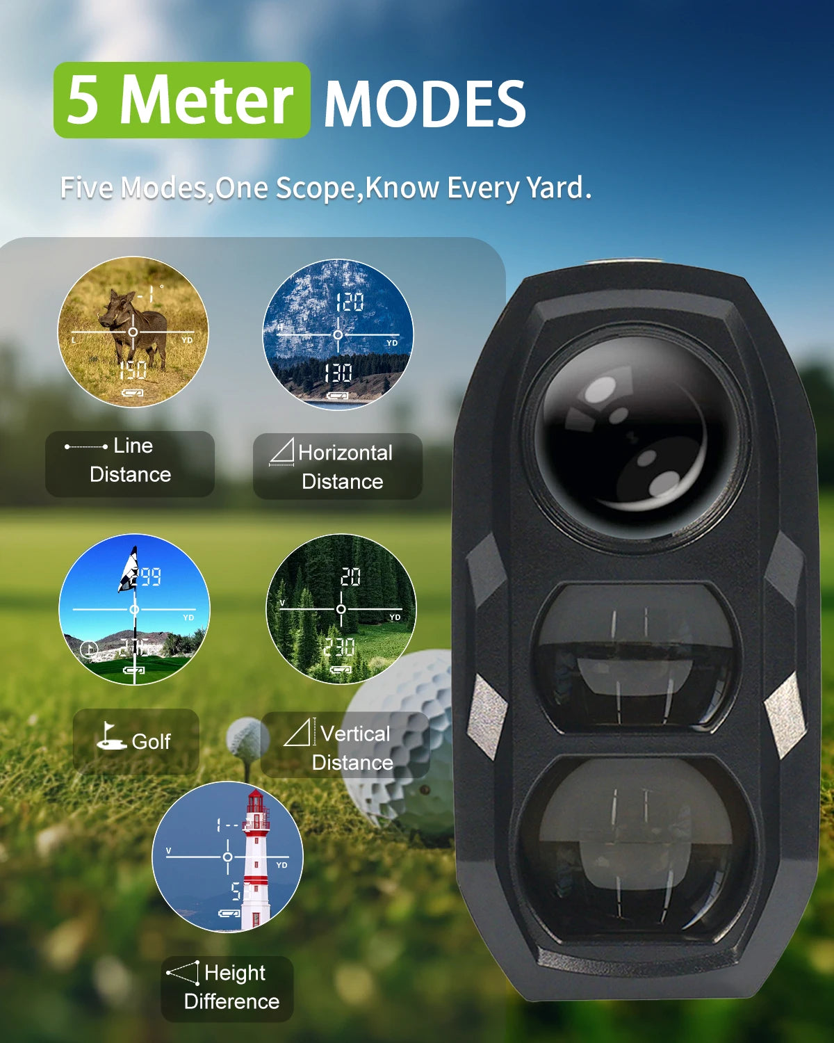 7X Laser Distance Meter 1400 Yard Rangefinder With OLED Red Display