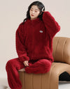Women’s Christmas Fleece Pajama Set – Warm Flannel Zipper Sleepwear, Thick Coral Velvet