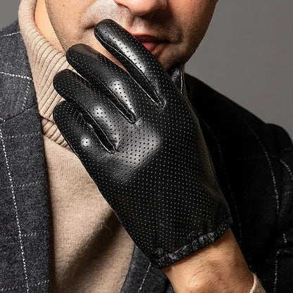 Sheepskin men's winter Business Real Leather Gloves male Durable Full Finger Touch Screen Black Gloves Riding Motorcycle Gloves