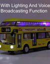 1/36 Double-decker Bus Model Car Toy Alloy Diecast Sound Light Metal Vintage London Autobus Models Toys Collection s Gifts