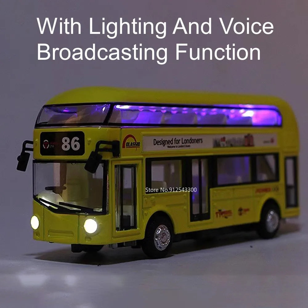 1/36 Double-decker Bus Model Car Toy Alloy Diecast Sound Light Metal Vintage London Autobus Models Toys Collection s Gifts