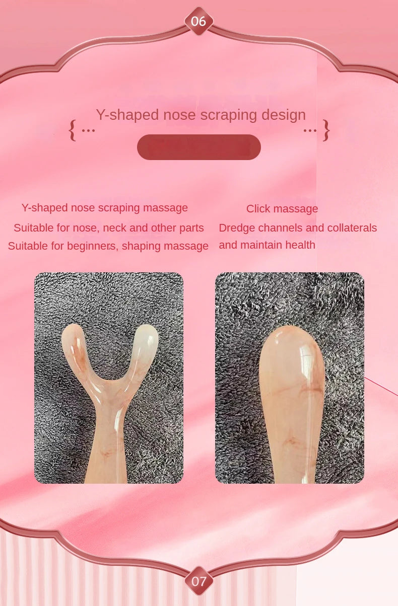 Resin Face Lifting Stone Guasha Scraping Facial Gouache Y-shaped Fork Massage Plate Nose Massage Trigger Point Nose Massager