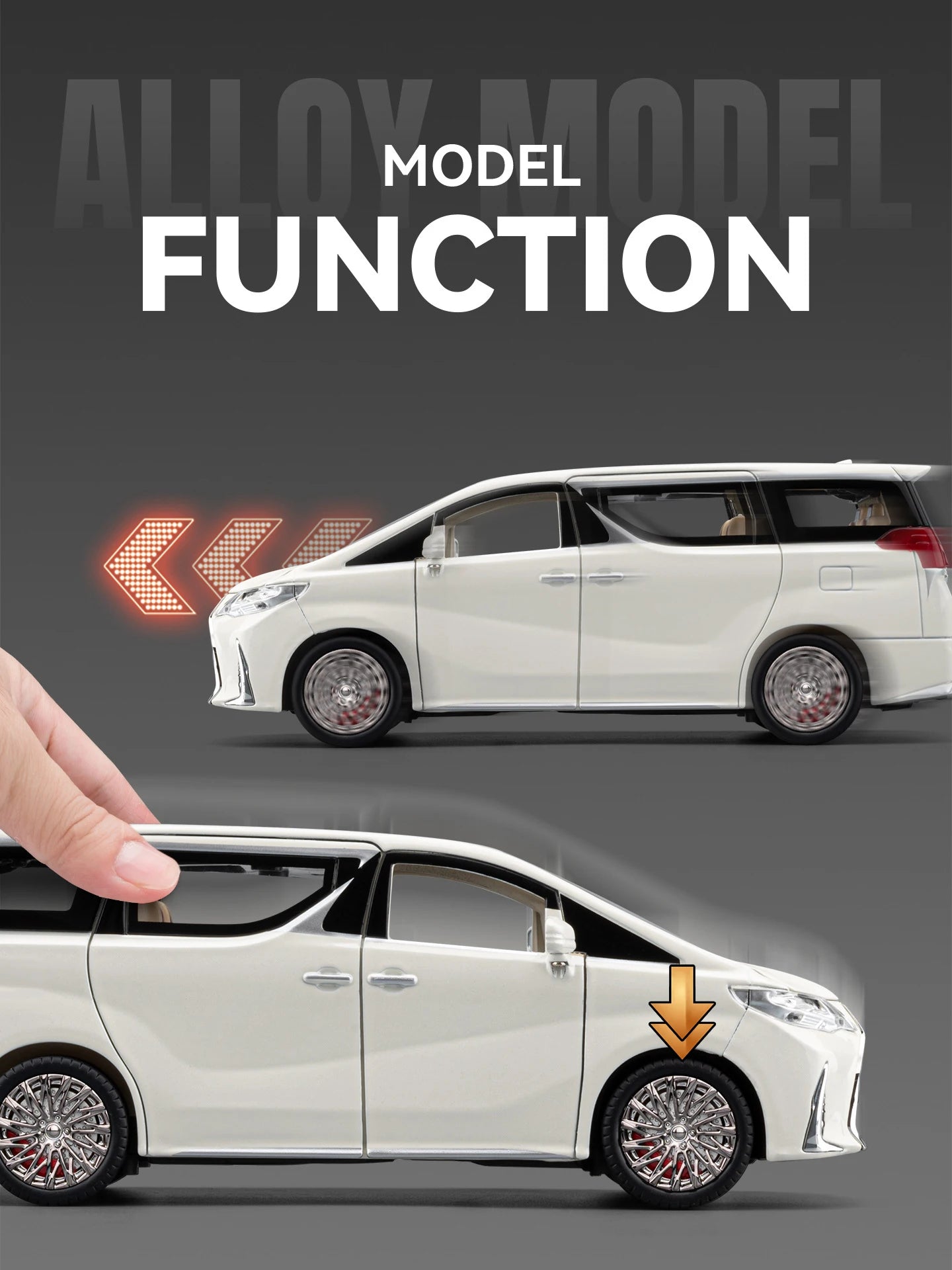 1 24 Scale Alloy MPV Diecast Pull Back Model Car with Sound and Light