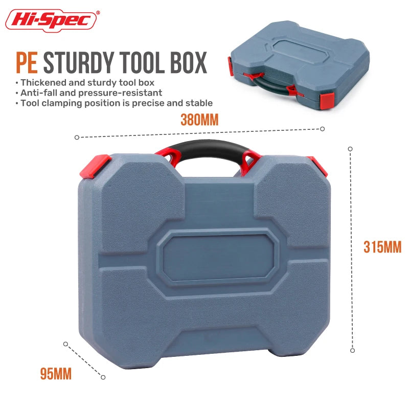 Hi-Spec Car Repair Tool Kit Socket Wrench Set 1/4 3/8 1/2 Ratchet Combination Tool Set for Home & Auto Maintenance
