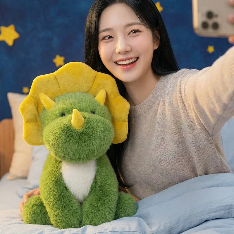 Green Triceratops Dinosaur Plush Stuffed Animal Pillow
