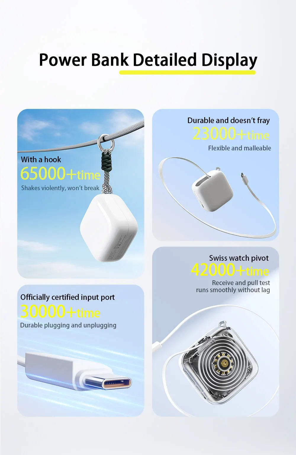 40W Fast Charging Protable 10000mAh PowerBank Gallium Nitride With 70cm Retractable Type-C Cable for iPhone 17 16 Xiaomi Huawei