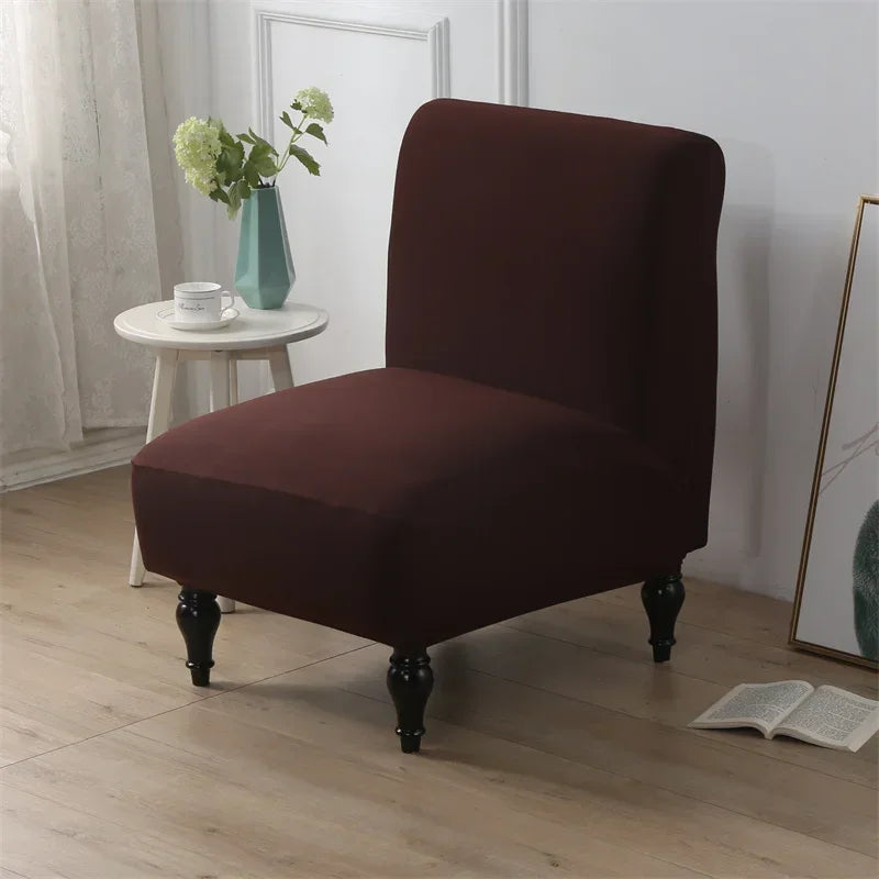 Stretch Armless Accent Chair Cover Single Short Back Sofa Covers Solid Color Anti-dirt Chair Slipcover Removable Sofa Protector