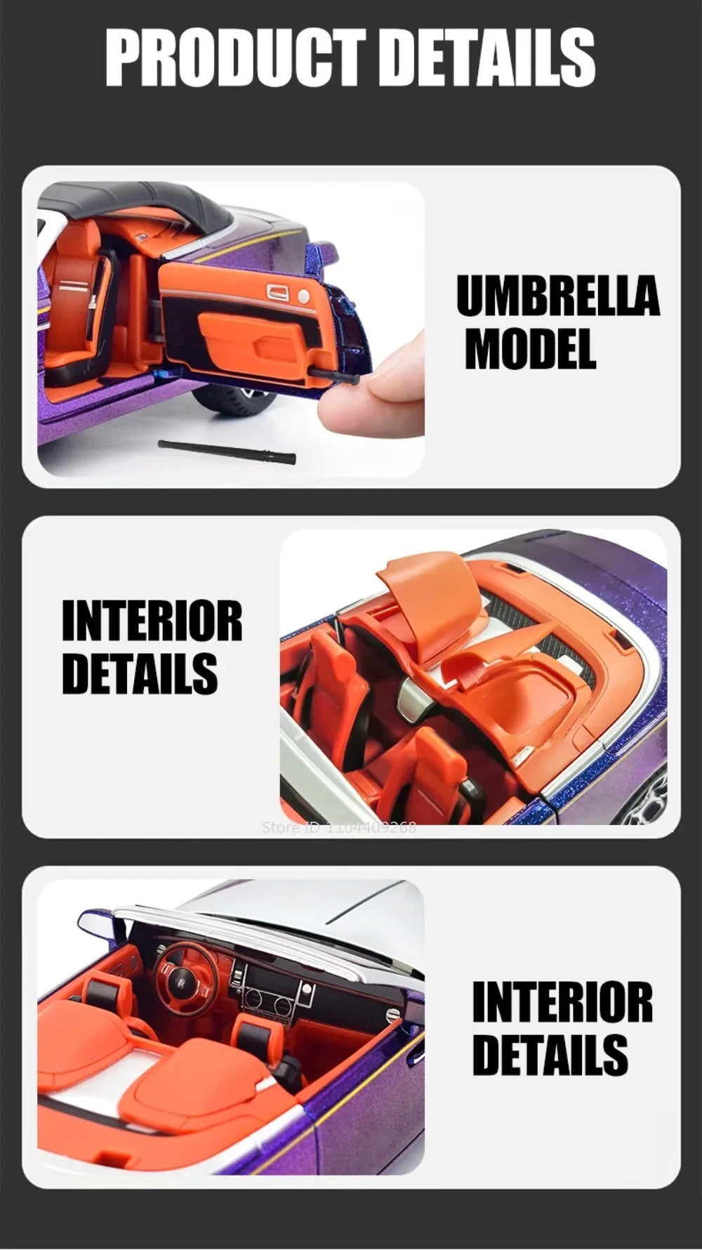 1:24 Rolls-Royce Dawn Spectre Car Toys Diecast Alloy Model Doors Opened Sound Light Pull Back Miniature Vehice Boy Birthday Gift